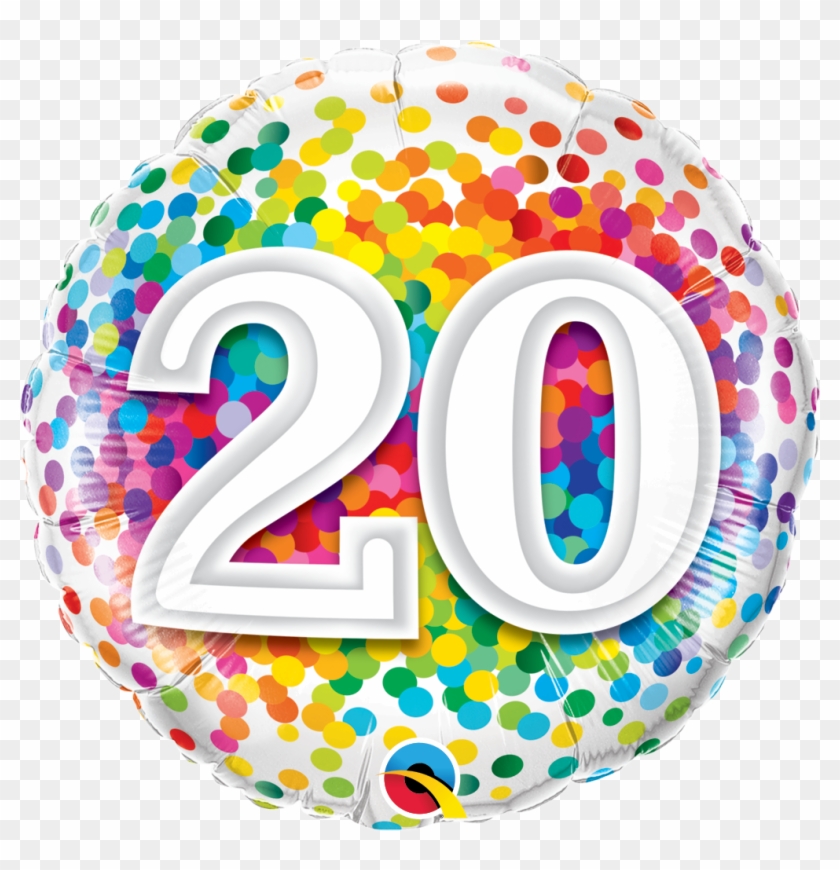 18" 20 Rainbow Confetti Foil Balloon - Globo Con El Numero 20 Clipart #852732