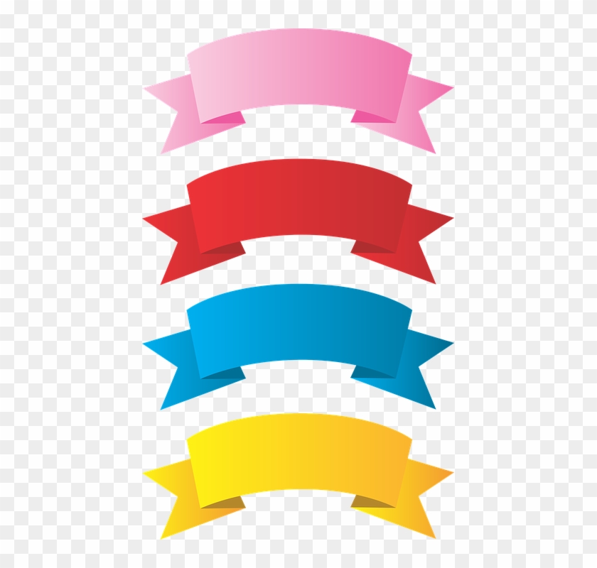 Ribbon, Tape, Bows, Red, Pink, Yellow - Faixa Azul Com Vermelho Clipart #852975