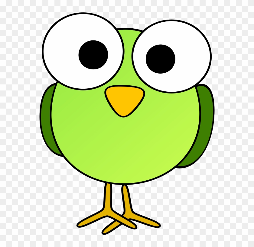 Green Googley-eye Bird - Cartoon Animals Big Eyes Clipart