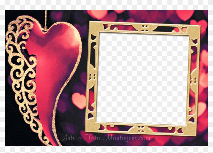 Coracao Moldura Dourado - Hearts Of Love Photography Clipart #853091