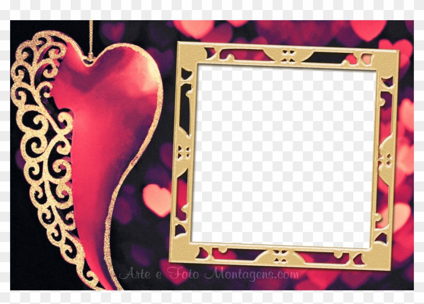 Coracao Moldura Dourado - Hearts Of Love Photography Clipart