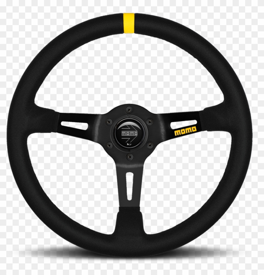 08 Suede Racing Steering Wheel - Momo Steering Wheel Clipart #853460