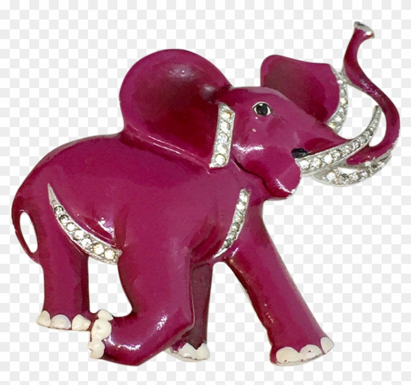 Trifari Enamel Republican Elephant Fur Clip Pin - Indian Elephant - Png Download