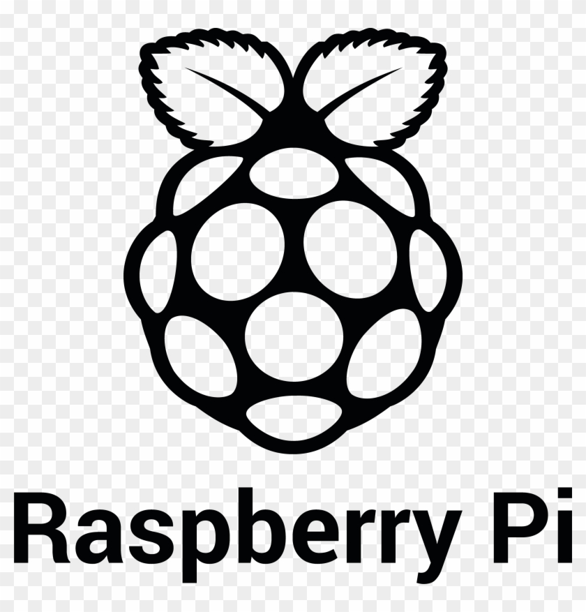 Rpi Logo Black Stacked Print - Raspberry Pi Logo Black And White Clipart #854156