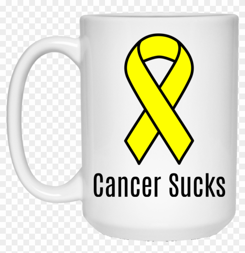Cancer Sucks Yellow Ribbon Cancer Awareness 15 Oz Clipart #854480