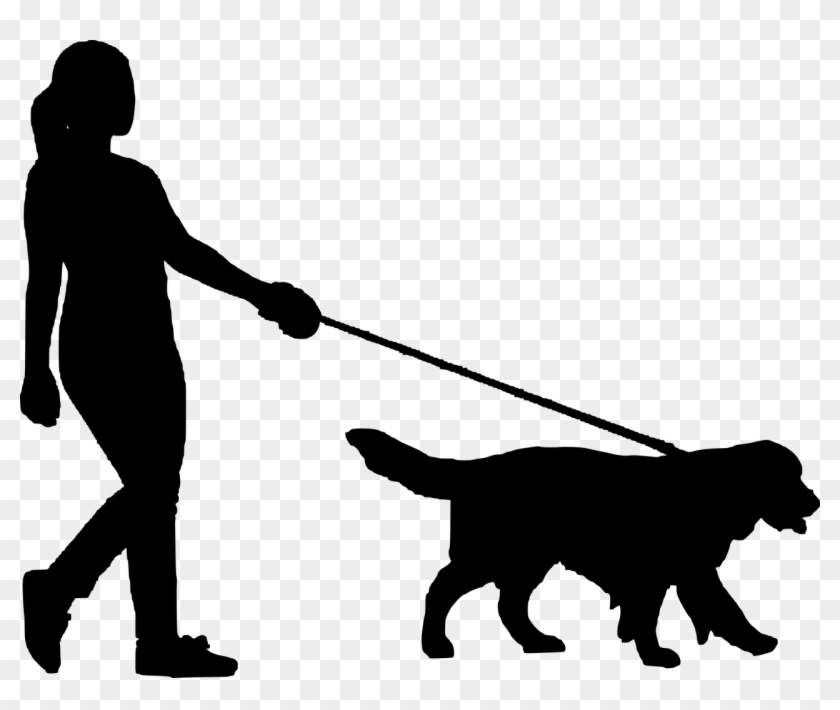Dog, Walking, Dog, Women, People, Silhouette - Walking Dog Silhouette Clipart #856918