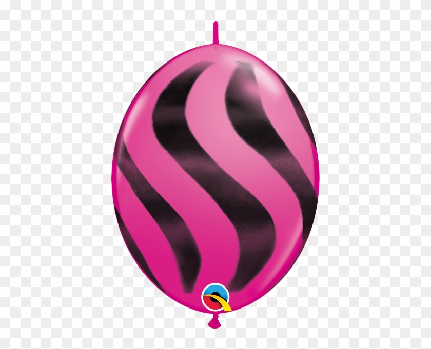 Black & Pink Wavy Stripes Quick Link 12" Latex Balloons - Graphic Design Clipart #858224
