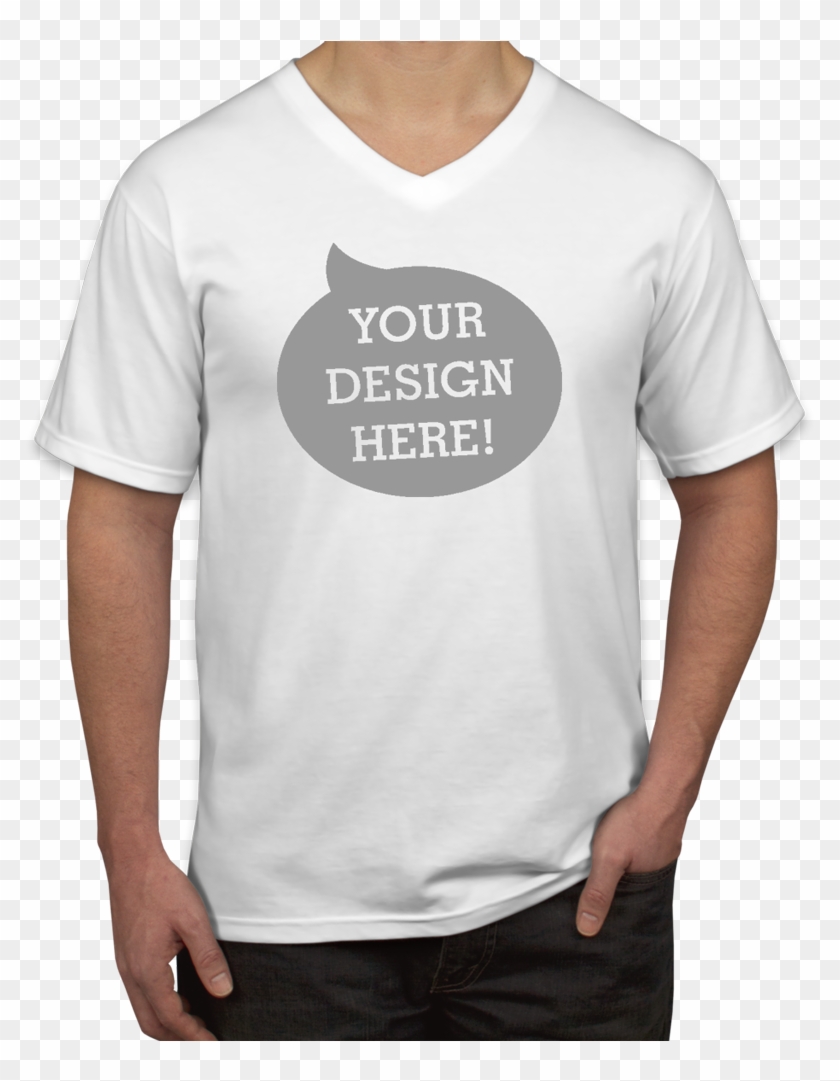 Anvil Jersey V‑neck T‑shirt - White Color T Shirt Clipart #860501