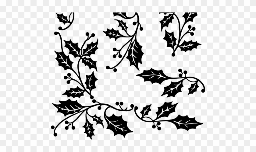 Drawn Branch Leaf Border Png - Holly Border Clipart Black And White Transparent Png #863845