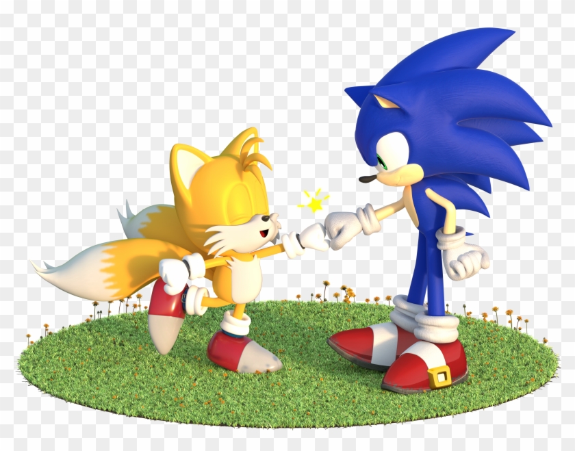 Here's A Cute Fist Bump Between Sonic And Classic Tails - Sonic And Classic Tails Clipart