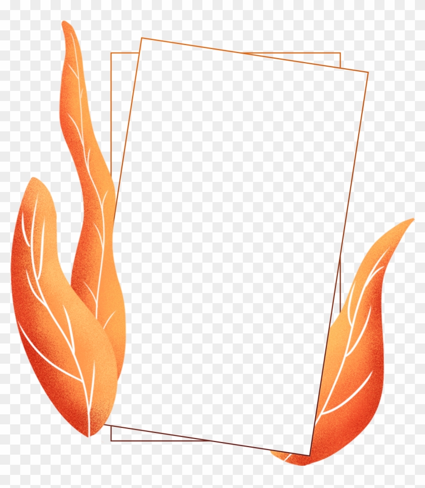 Hand Painted Plants Coral Orange Border Color Png And - Illustration Clipart