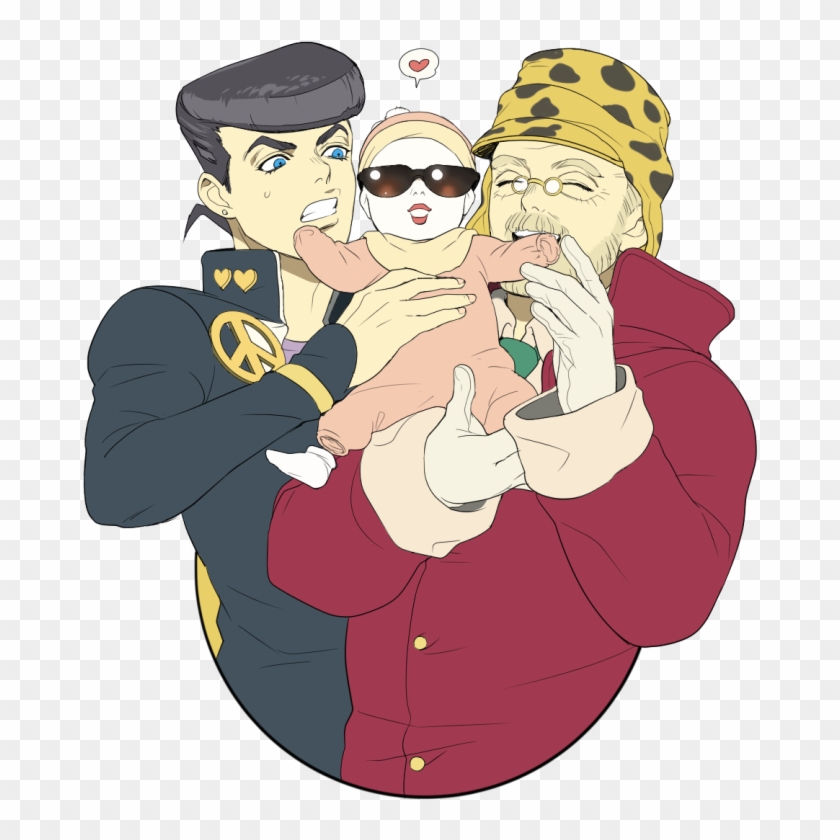 Higashikata Jousuke, Joseph Joestar, And Shizuka Joestar - Cartoon Clipart