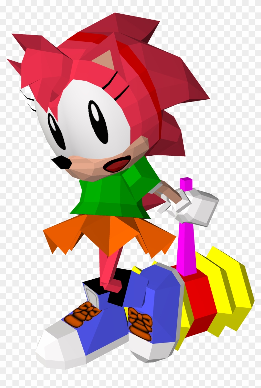 Sonic The Fighters With Hammer - Sonic Cd Classic Amy Rose Clipart