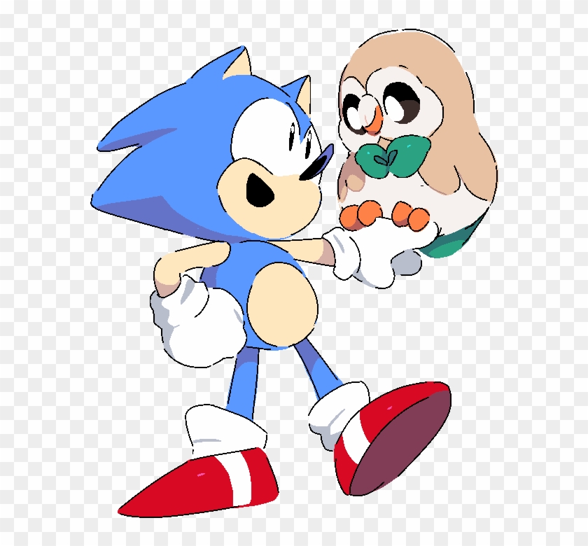Rowlet And Classic Sonic - Sonic And Rowlet Clipart #865283