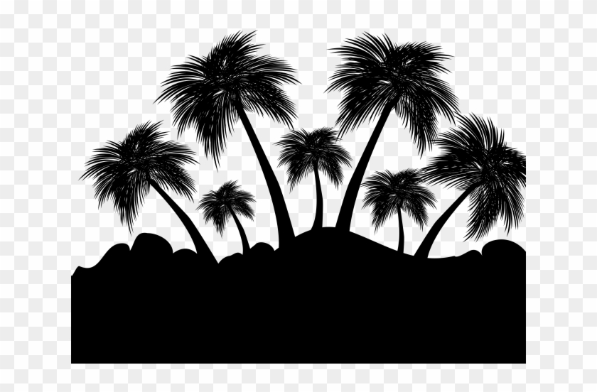 Floating Island Clipart Drawing - Palm Tree Silhouette Island - Png Download