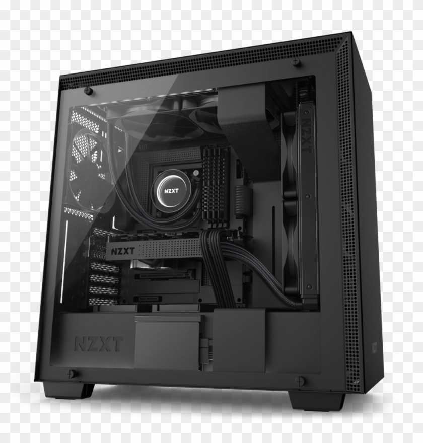 Mid Tower Black Pc Case H I - Nzxt H700i Black White Clipart