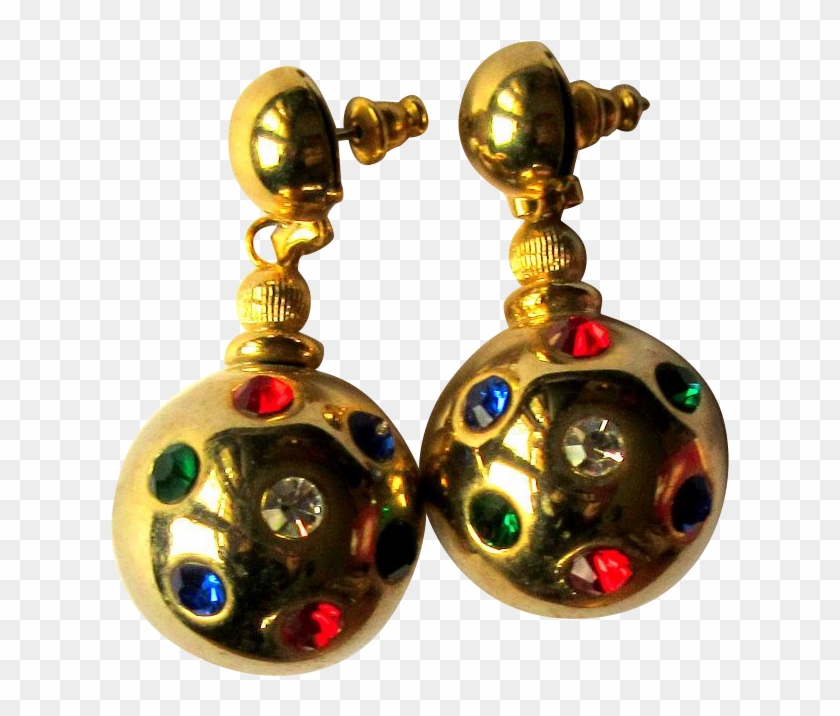 Vintage Rhinestone Earrings, 60's Disco Balls Clipart