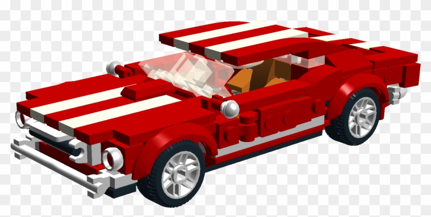 Awesome Red Ford Mustang With White Stripes All Along Clipart #869253
