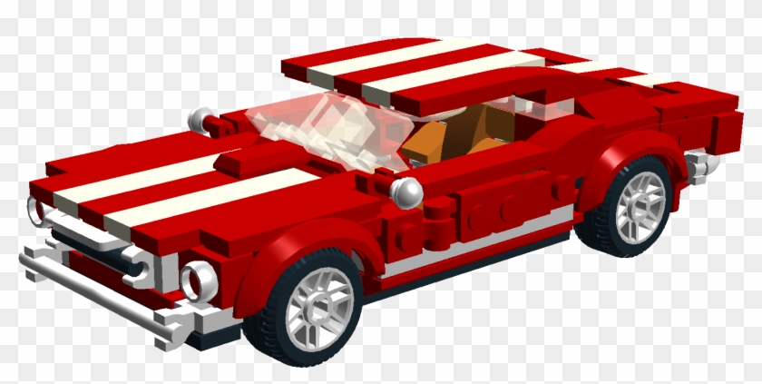Awesome Red Ford Mustang With White Stripes All Along Clipart