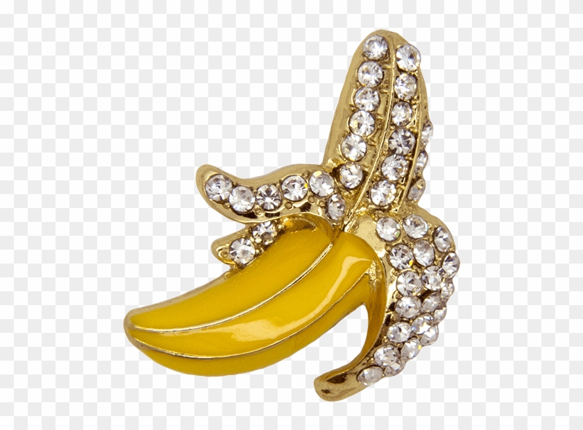 Banana Rhinestone Brooch, Gold - Body Jewelry Clipart #869393