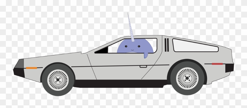 Nellie The Narwhal In The Back To The Future Delorean - Delorean Dmc-12 Clipart