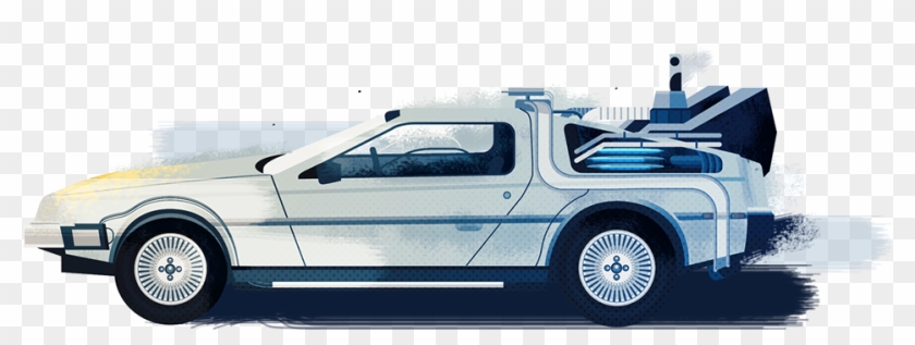 1200 X 437 3 - Delorean Back To The Future Art Png Clipart