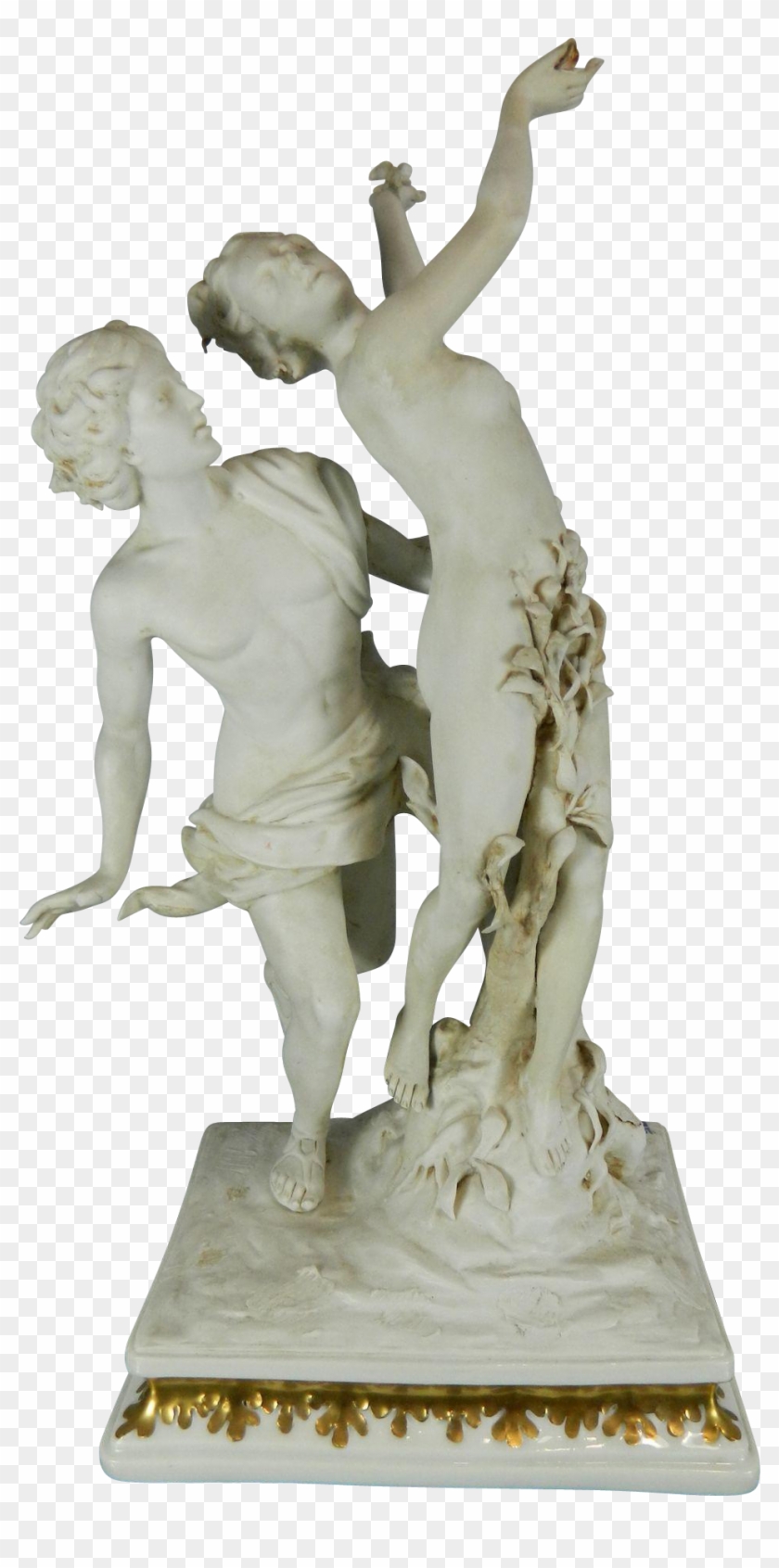 Antique White Parian Or Biscuit Capodimonte Porcelain - Apollo And Daphne Png Clipart