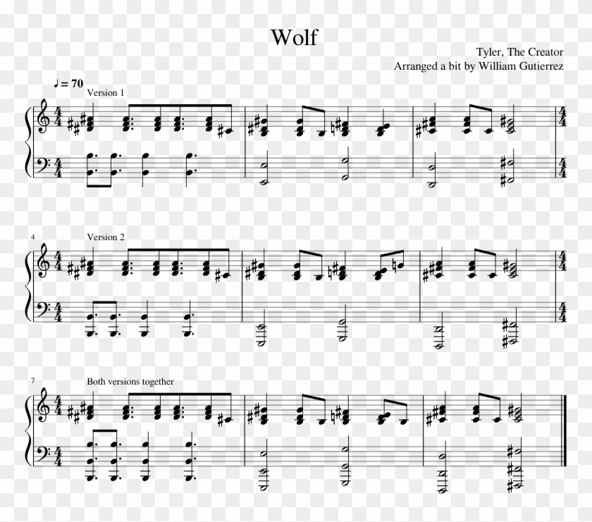 Wolf Sheet Music Composed By Tyler, The Creator Arranged - Steven Universe Pearls Theme Piano Sheet Music Clipart #870674