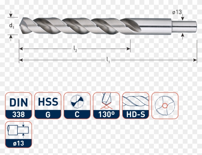 Hss G Jobber Drill Bit, Type Hd S, Gold Line, Reduced - Drill Bit Clipart #871130