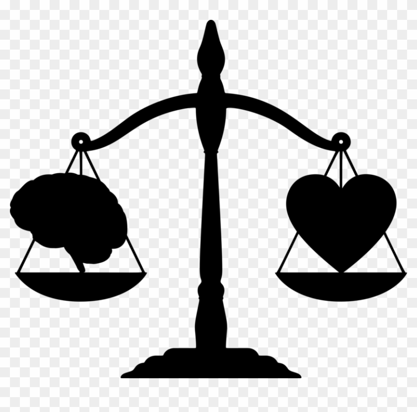 Measuring Scales Justice Judge Symbol - Png Silhouette Of Brain And Heart Clipart #871178