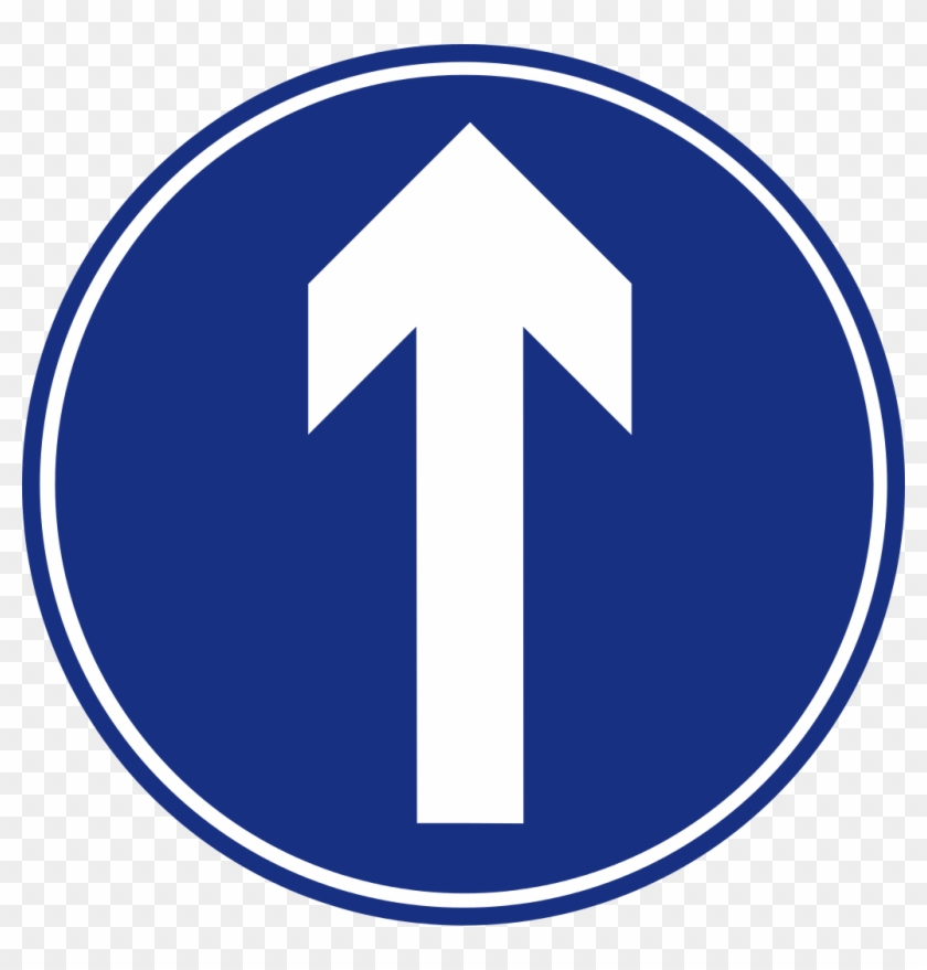 Mandatory Road Sign Straight Ahead - Traffic Sign Clipart #871812