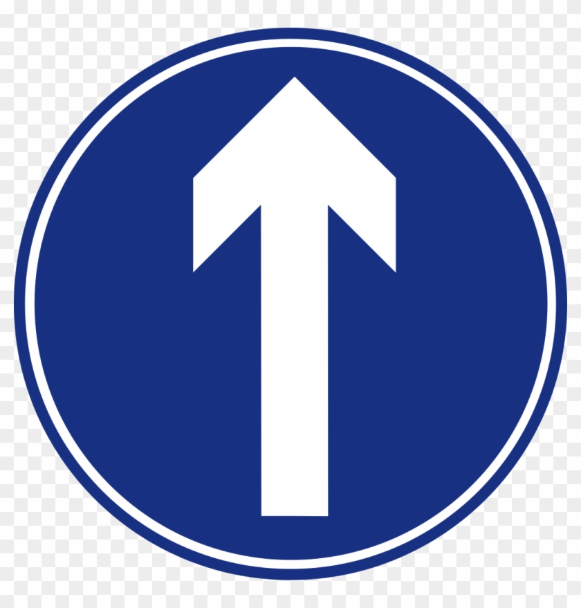 Mandatory Road Sign Straight Ahead - Traffic Sign Clipart