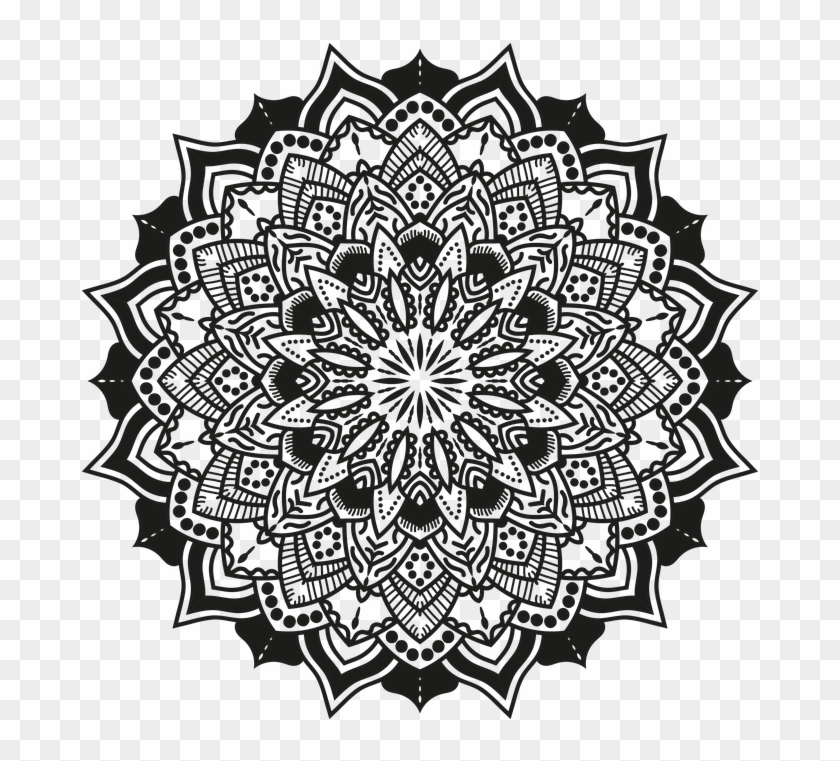 Mandala, Spiritual, Texture, Illustrator, Floral - Bohemian Print Black And White Clipart