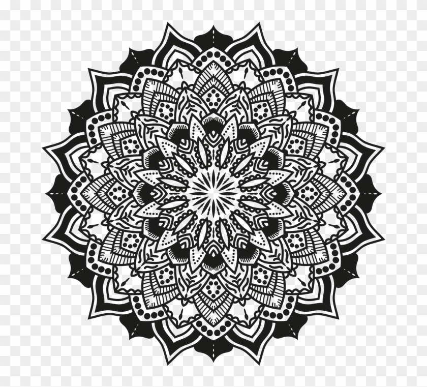 Mandala, Spiritual, Texture, Illustrator, Floral - Bohemian Print Black And White Clipart #873355