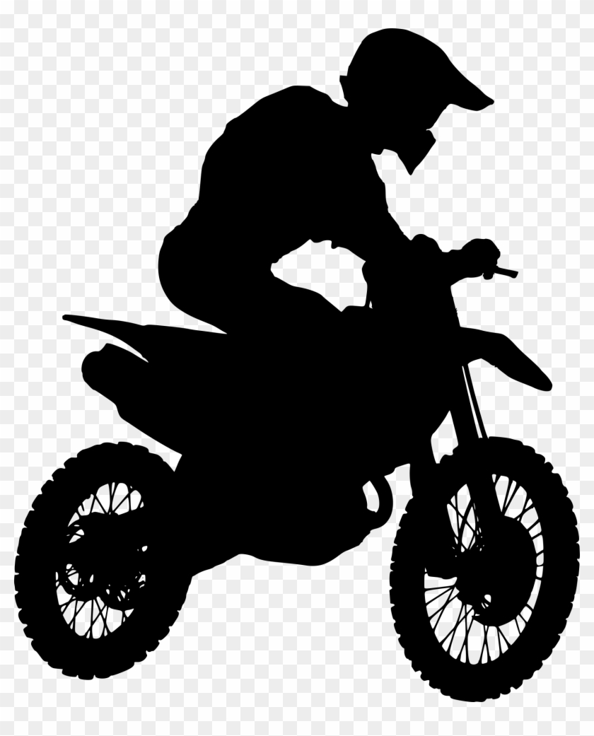 Dirt Bike Rider Silhouette - Vector Motocross Png Clipart #873450