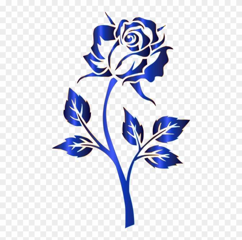 Blue Rose Silhouette Flower Drawing - Blue Rose Png Transparent Clipart