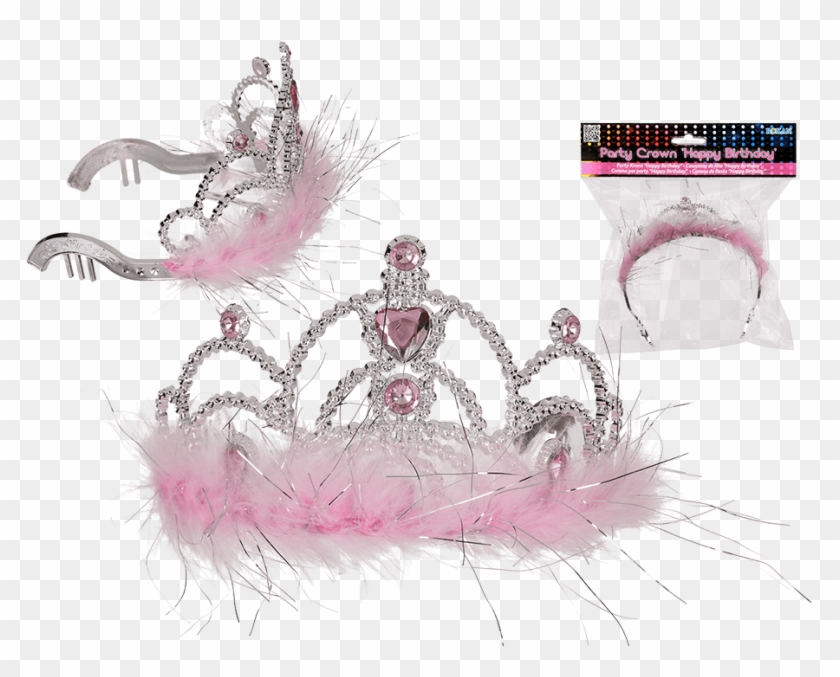 Party Crown With Rose Coloured Deco Stones & Plush - Illustration Clipart #875648