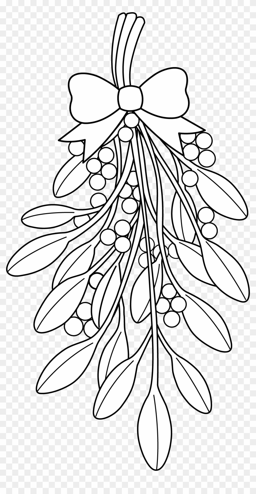 Christmas Holly Coloring Page 2 With Pages Mistletoe - Christmas Mistletoe Coloring Pages Clipart #875909