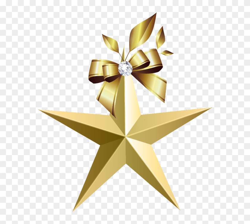 Mq Gold Bow Bows Ribbon Ribbons - Transparent Background Golden Star Png Clipart