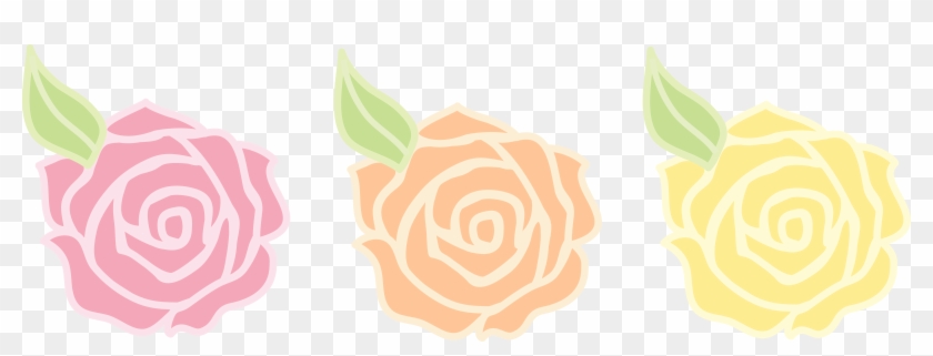 Pink Orange And Yellow Roses - Pastel Color Flower Cartoon Clipart