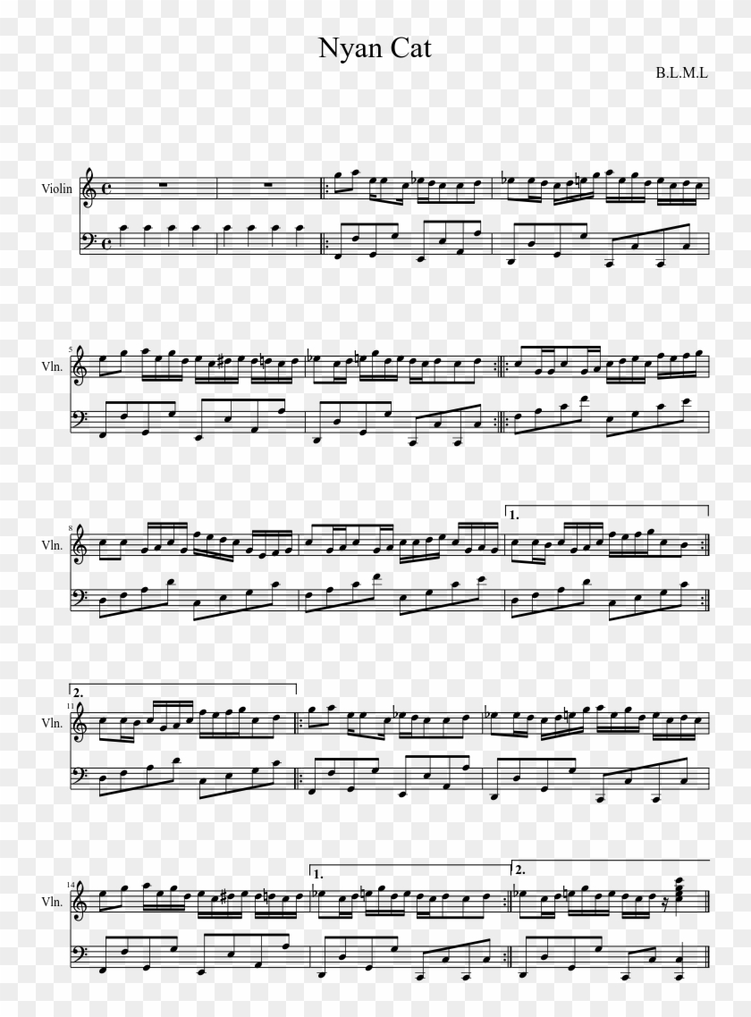 Nyan Cat - Romeo And Juliet Violin Notes Clipart #878439