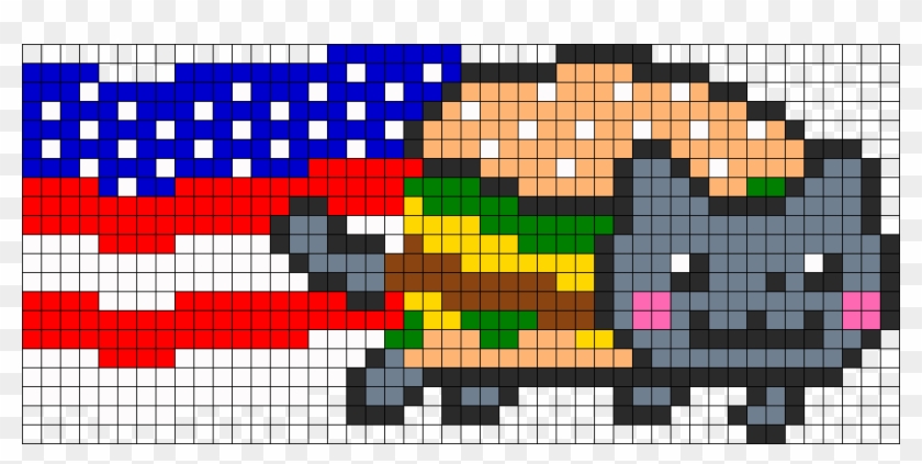 American Nyan Cat Perler Bead Pattern / Bead Sprite - Pixel Art Nyan Cat Clipart #878940