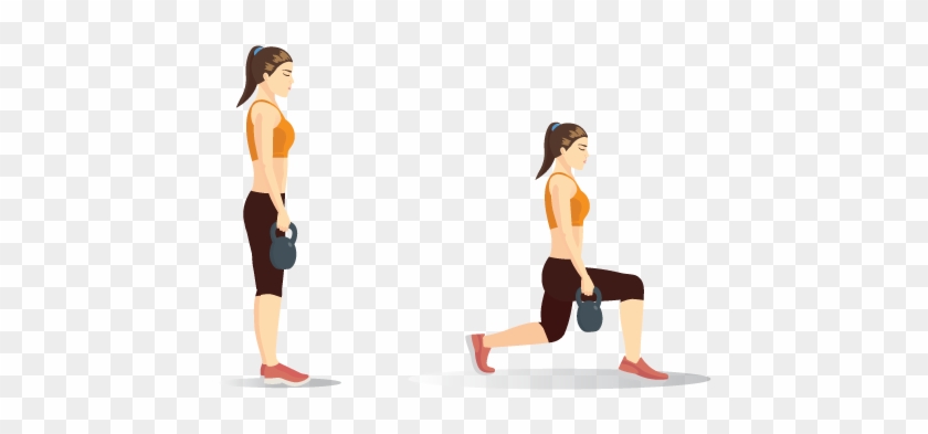 Kettlebell Lunges - Aerobic Exercise Clipart