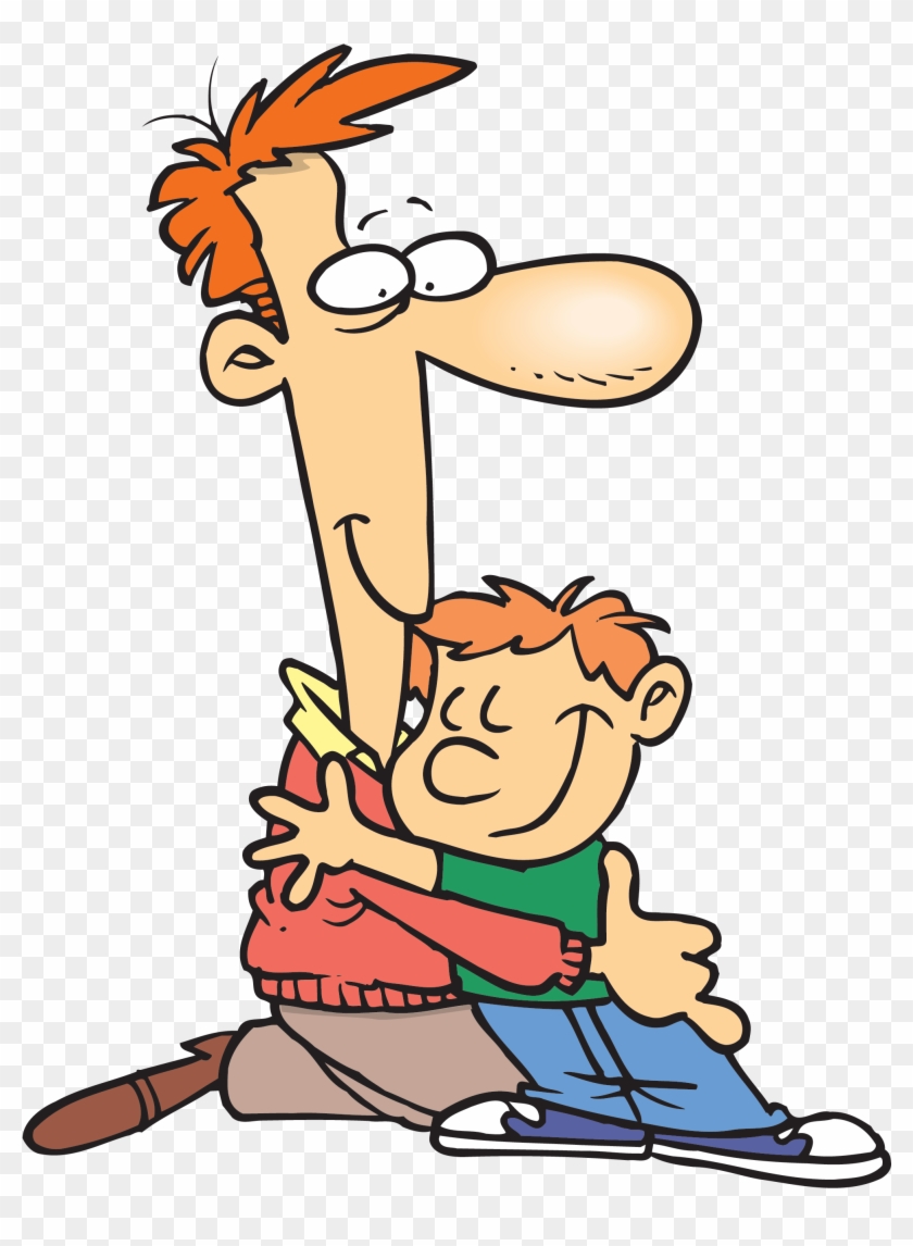 Turtle Dove Clipart Transparent Background - Cartoon Boy Hugging Dad - Png Download #881836