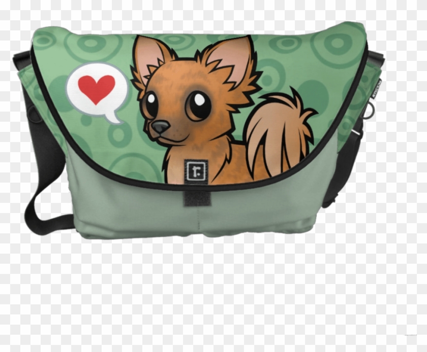 Red Brindle Longhaired Chihuahua Messenger Bag - Messenger Bag Clipart #882342