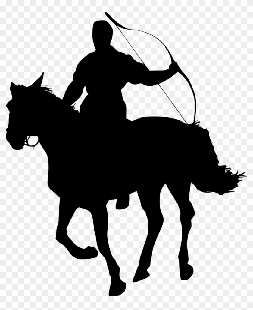 Png File Size - Running Horse And Rider Silhouette Clipart
