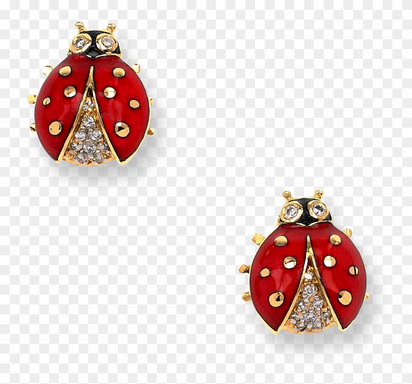 Nicole Barr Designs 18 Karat Gold Ladybug Stud Earrings-red - Earrings Clipart #883321