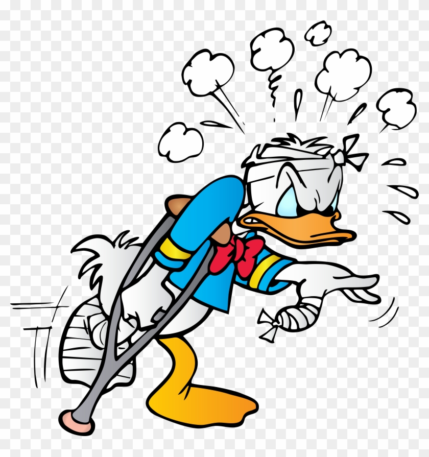 Donald Duck With Crutch Free Png Clip Art Image Transparent Png #883513