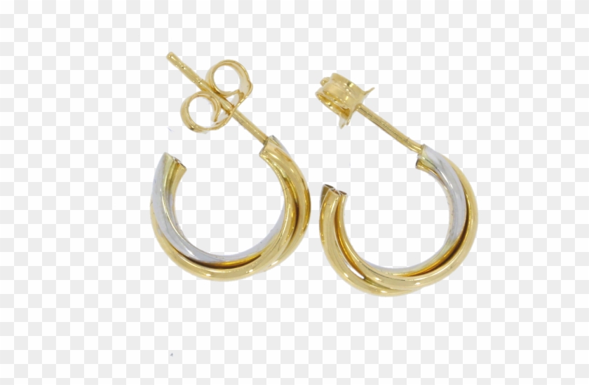 9ct White & Yellow Gold Hoop Earrings , Png Download Clipart #883842