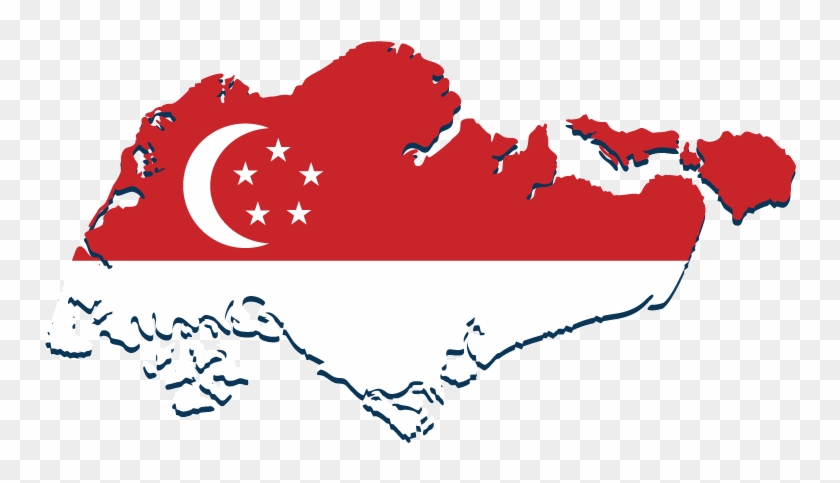 A Cosmopolitan City With A Rich History And Culture - Singapore Map With Flag Clipart